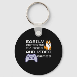 Easily Distracted By Dogs And Videos Game Gamer Sh Key Ring