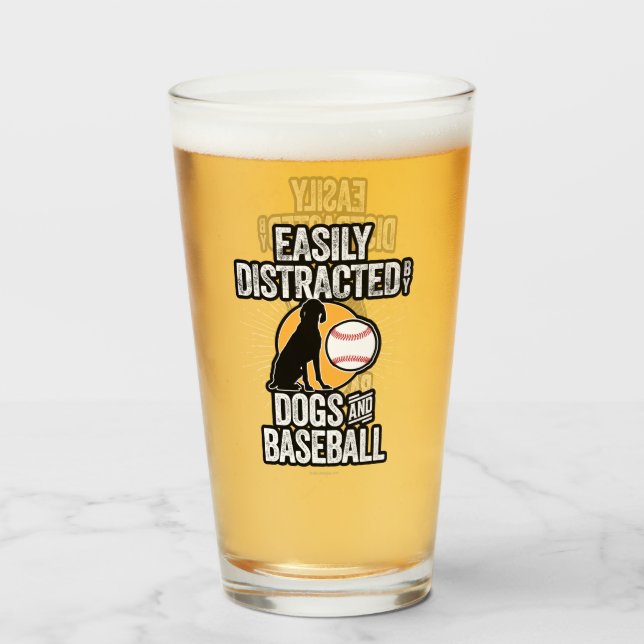 Easily Distracted by Dogs & Baseball Glass (Front Filled)