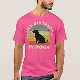 Easily Distracted By Dogs  Funny Retro Vintage Gif T-Shirt