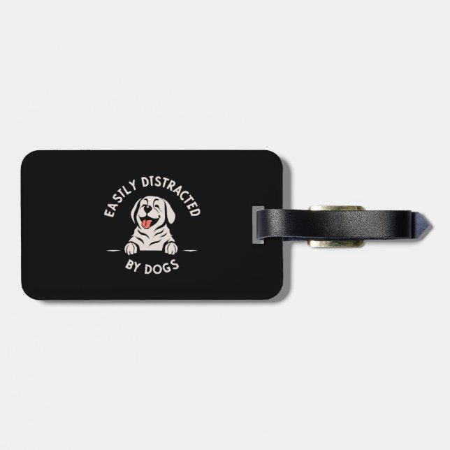 Easily distracted by dogs luggage tag (Back Horizontal)