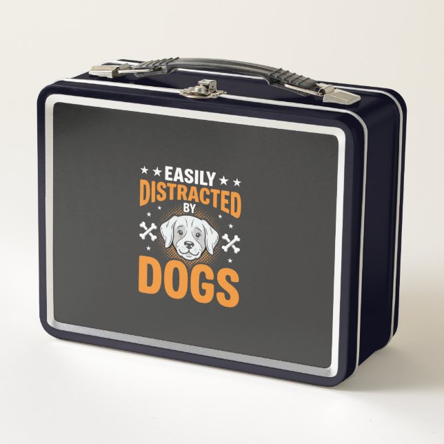 Easily Distracted By Dogs Metal Lunch Box (Front)
