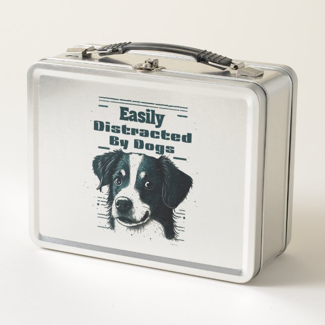 Easily Distracted By Dogs  Metal Lunch Box (Front)