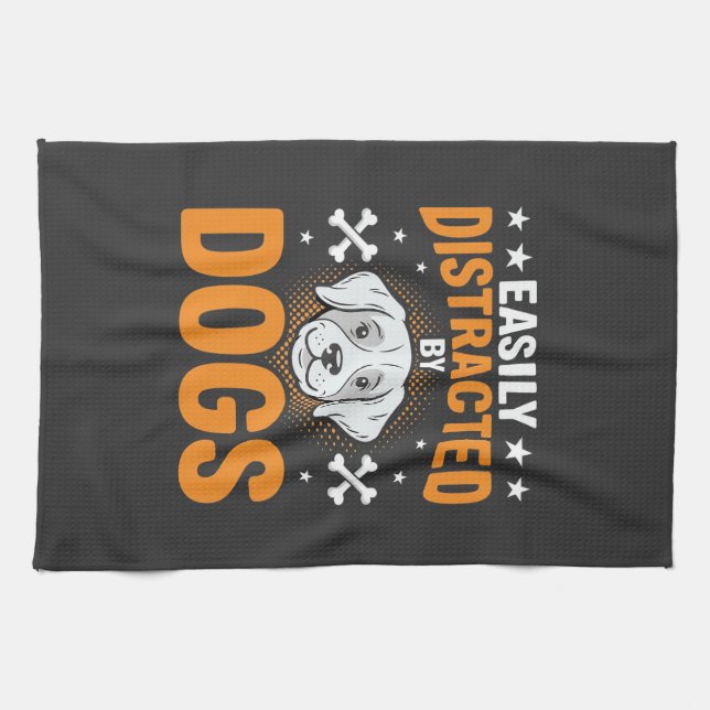 Easily Distracted By Dogs Tea Towel (Horizontal)