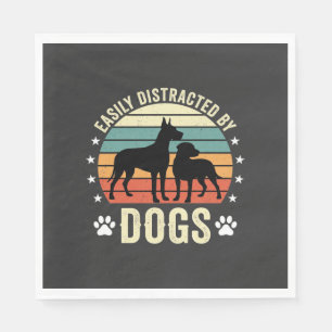 Easily Distracted by Dogs Vintage Retro Sunset Napkin