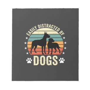 Easily Distracted by Dogs Vintage Retro Sunset Notepad