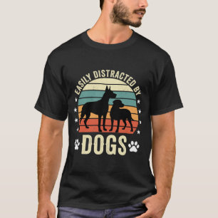 Easily Distracted by Dogs Vintage Retro Sunset T-Shirt