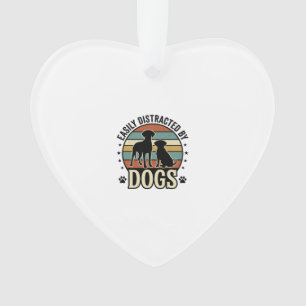 Easily Distracted by Dogs Vintage Silhouette Desig Ornament