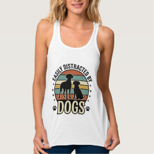 Easily Distracted by Dogs Vintage Silhouette Desig Singlet
