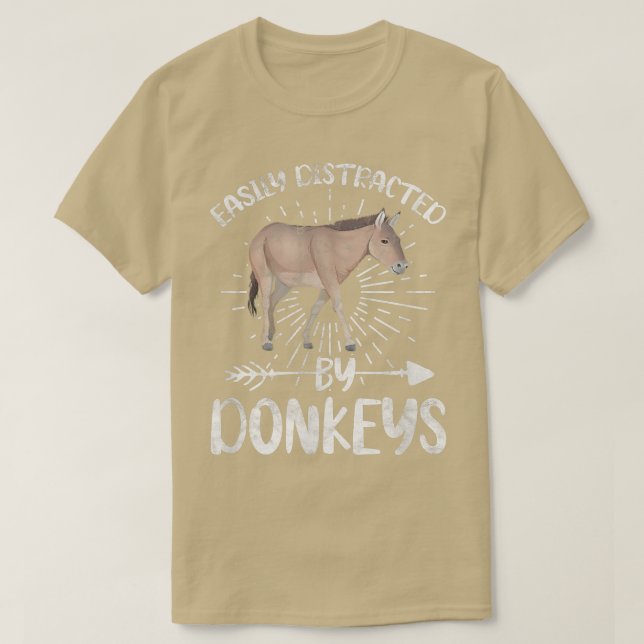 Easily Distracted By Donkeys Donkey Owner Farmer D T-Shirt (Design Front)