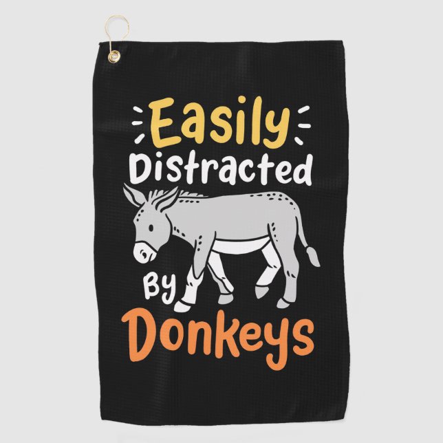 Easily Distracted By Donkeys Golf Towel (Front)