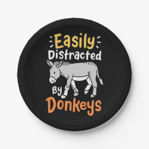 Easily Distracted By Donkeys Paper Plate