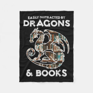 Easily Distracted By Dragons Books Bookworm Women Fleece Blanket
