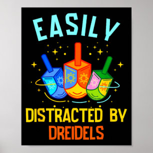 Easily Distracted By Dreidels Happy Hanukkah Menor Poster