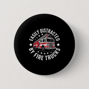 Easily Distracted By Fire Trucks Design  6 Cm Round Badge