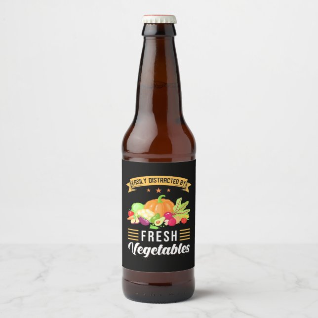 Easily Distracted By Fresh Vegetables Beer Bottle Label (Front)