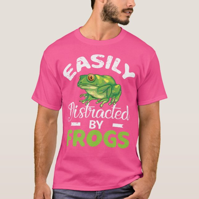 Easily Distracted By Frogs Funny Frog Lover T-Shirt (Front)