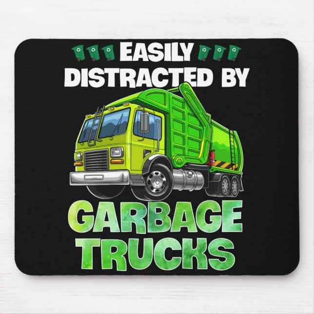 Easily Distracted By Garbage Trucks Funny Gift Mouse Pad (Front)