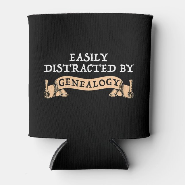 Easily Distracted By Genealogy Can Cooler (Front)