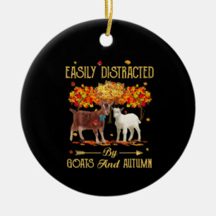 Easily Distracted By Goats And Autumn Fall Season Ceramic Tree Decoration