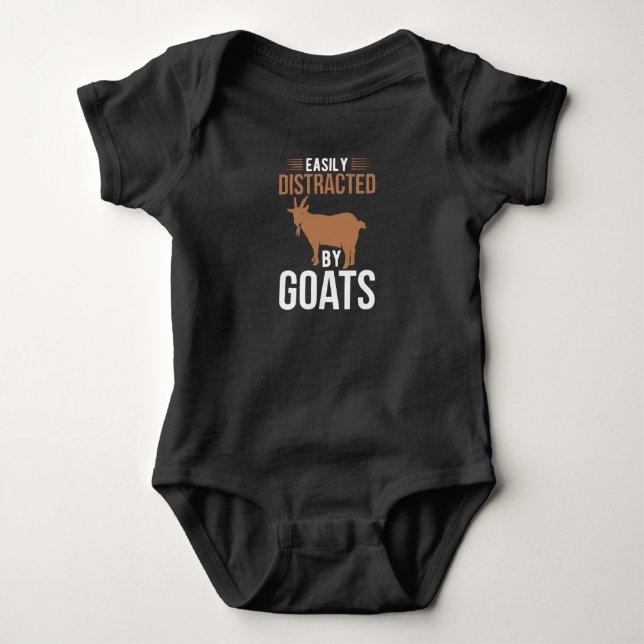 Easily Distracted by Goats Baby Bodysuit (Front)