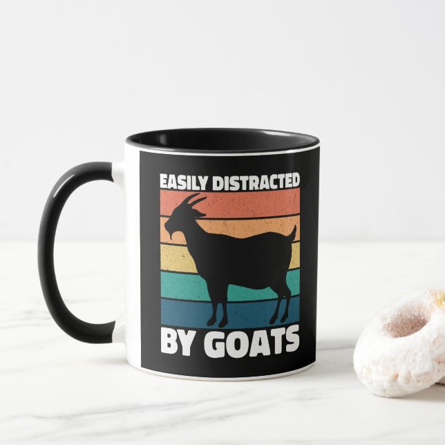 Easily Distracted By Goats Cute Farming Lover Cool Mug (With Donut)