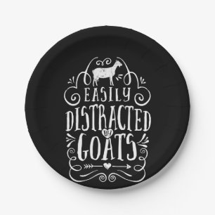 Easily Distracted By Goats Funny Goat Lover Gifts Paper Plate