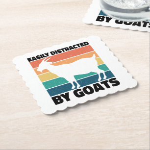Easily Distracted By Goats Lovers Kawaii Pet Funny Paper Coaster