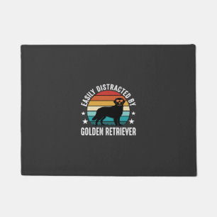 Easily Distracted by Golden Retriever Retro Sunset Doormat