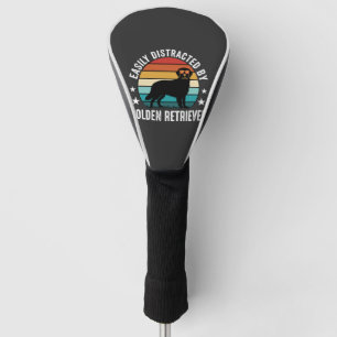 Easily Distracted by Golden Retriever Retro Sunset Golf Head Cover