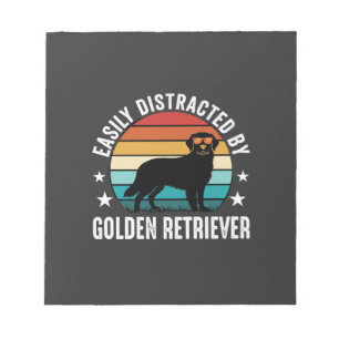 Easily Distracted by Golden Retriever Retro Sunset Notepad