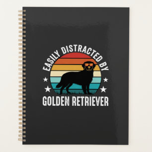 Easily Distracted by Golden Retriever Retro Sunset Planner