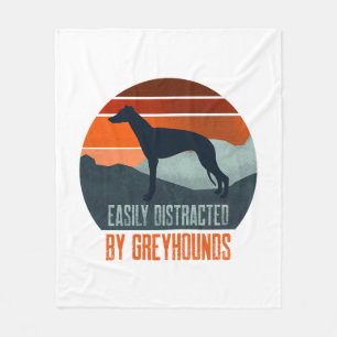 Easily Distracted By Greyhounds Dog Walking Fleece Blanket