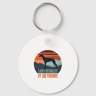 Easily Distracted By Greyhounds Dog Walking Key Ring