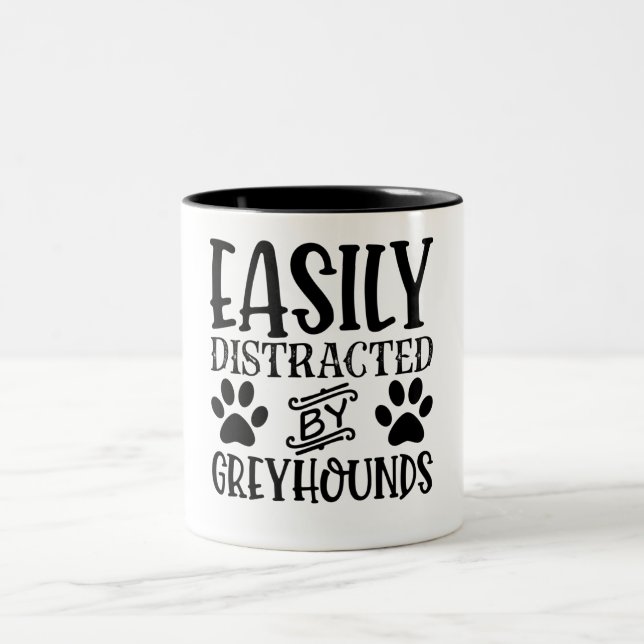 Easily Distracted By Greyhounds Two-Tone Coffee Mug (Center)