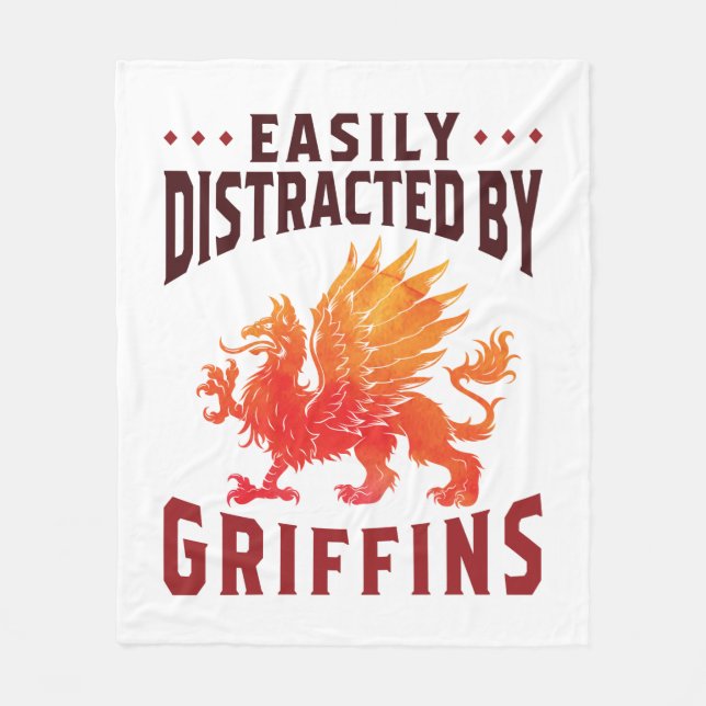 Easily Distracted by Griffins Cool Fantasy Lover Fleece Blanket (Front)
