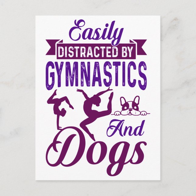 Easily Distracted By Gymnastics and Dogs Postcard (Front)