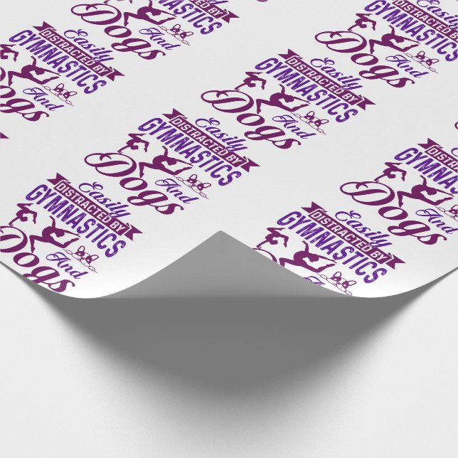 Easily Distracted By Gymnastics and Dogs Wrapping Paper (Corner)