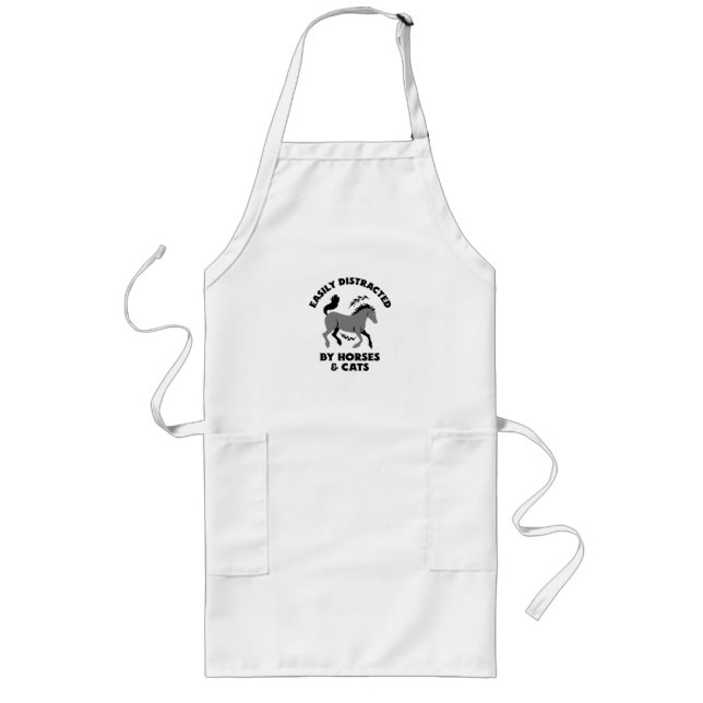 EASILY DISTRACTED BY HORSES & CATS LONG APRON (Front)
