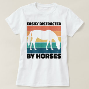 Easily Distracted By Horses Farming Lover Cool T-Shirt