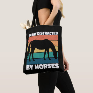 Easily Distracted By Horses Lovers Cute Pony Funny Tote Bag