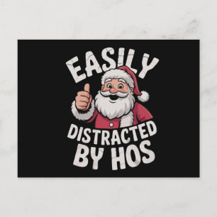 Easily Distracted by Hos Funny Christmas Party  Holiday Postcard
