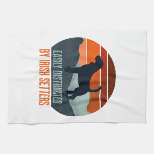 Easily Distracted By Irish Setters Dog Walking Tea Towel