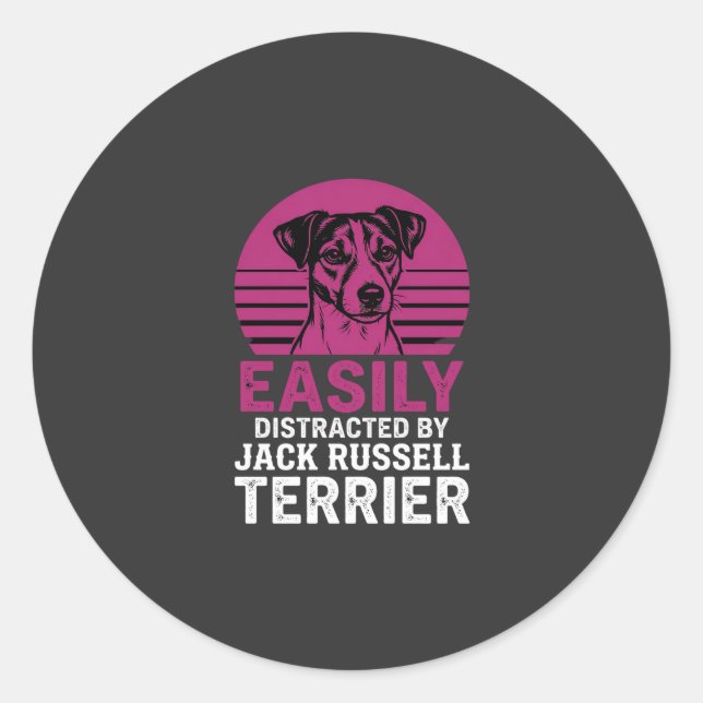 Easily Distracted By Jack Russell Terrier Classic Round Sticker (Front)