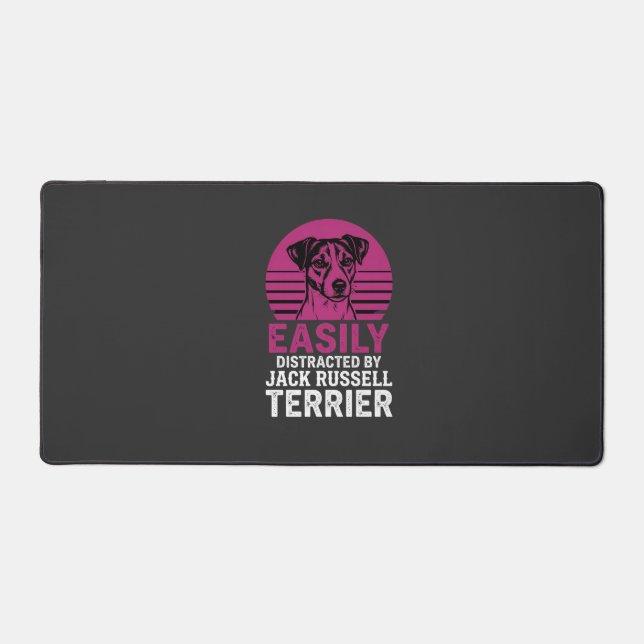 Easily Distracted By Jack Russell Terrier Desk Mat (Front)