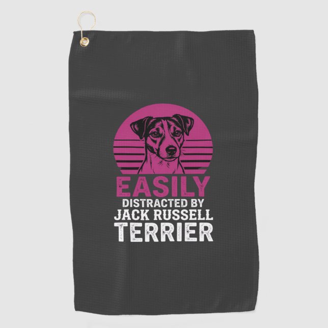 Easily Distracted By Jack Russell Terrier Golf Towel (Front)