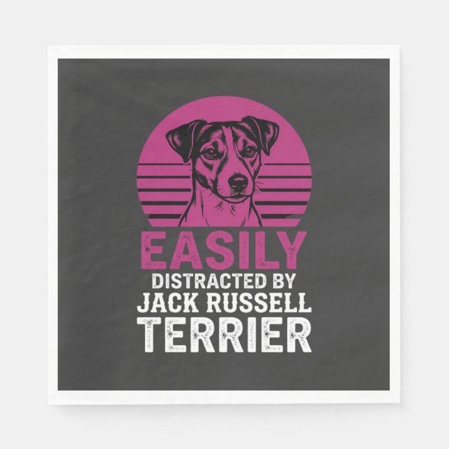 Easily Distracted By Jack Russell Terrier Napkin (Front)