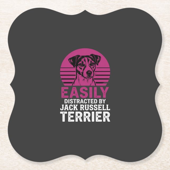Easily Distracted By Jack Russell Terrier Paper Coaster (Front)