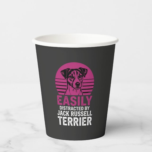 Easily Distracted By Jack Russell Terrier Paper Cups (Front)