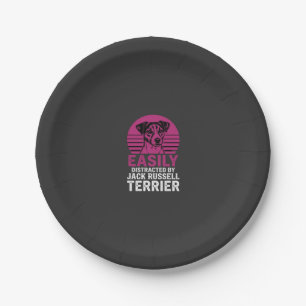 Easily Distracted By Jack Russell Terrier Paper Plate