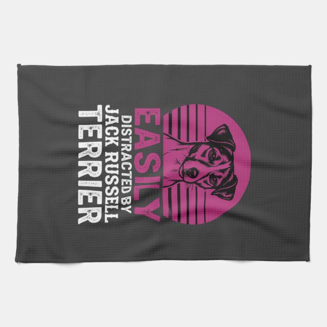 Easily Distracted By Jack Russell Terrier Tea Towel (Horizontal)